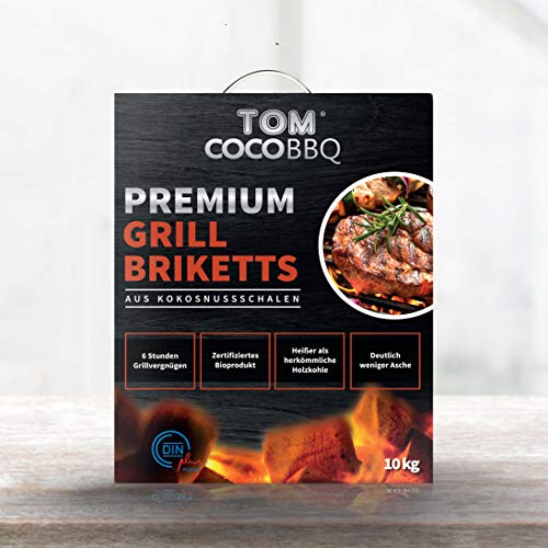 TOM COCO 38022 BBQ 10KG Premium Grillbriketts aus Kokosnussschalen,Schwarz von TOM Coco