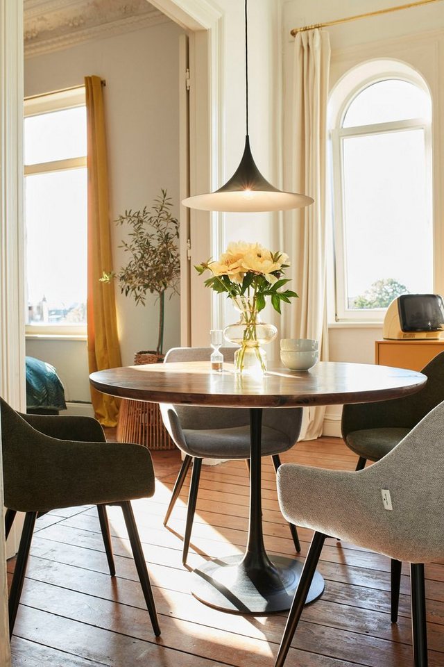 TOM TAILOR HOME Esstisch T-MODERN TABLE ROUND, aus Mangoholz, Knopfdetail, Moderne Eleganz durch abgerundete Kante von TOM TAILOR HOME