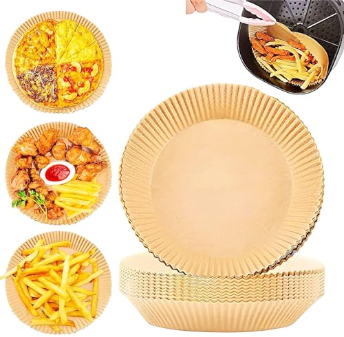 30 Stück Air Fryer Einwegpapier Backpapier，Backpapier Rund，Luftfritteuse Pergamentpapier，wasserfest und ölfest FüR Bratpfanne, Ofen, Grill, Koch, Dampf, Fritteuse Und HeißLuftfritteuse von TONAUA