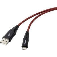 TOOLCRAFT USB-Kabel USB 2.0 USB-A Stecker, Apple Lightning Stecker 1.00m Schwarz-Rot Extrem robuste von TOOLCRAFT