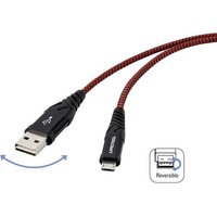 TOOLCRAFT USB-Kabel USB 2.0 USB-A Stecker, USB-Micro-B Stecker 1.00m Schwarz/Rot Extrem robuste Gefl von TOOLCRAFT