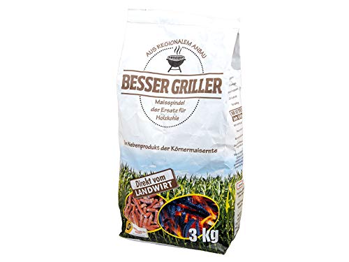 3 Kg Grillmais Mais Kohle 100% Natur Holzkohle-Ersatz Grillkohle Grillkolben von TOP TOOLS