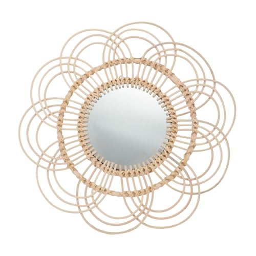 TOPBATHY Nordischer Rattan Wandspiegel Handgefertigt Geflochtenes Design Asymmetrischer Dekorativer Hängespiegel Für Schlafzimmer Boho Wandkunst Khaki TOPBATHY Nordischer Rattan Wandspiegel Handgefertigt Geflochtenes Design Asymmetrischer Dekorativer Hängespiegel Für Schlafzimmer Boho Wandkunst Khaki von TOPBATHY