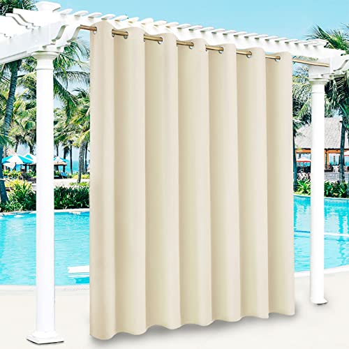 Outdoor Vorhänge Wasserdicht - Outdoor-Gartenvorhänge wasserdicht Verdunkelungsvorhang mit Ösen für Garten, Pavillon, Pergola, Terrasse, Veranda, Pool und Whirlpool (Beige, 1PC 254 x 213cm) von TOPCHANCES