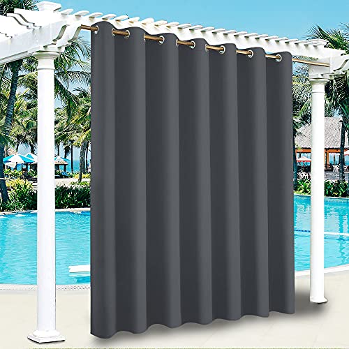 TOPCHANCES Outdoor Vorhänge Wasserdicht - Outdoor-Gartenvorhänge wasserdicht Verdunkelungsvorhang mit Ösen für Garten, Pavillon, Pergola, Terrasse, Veranda, Pool und Whirlpool (Grey, 1PC 254 x 274cm) von TOPCHANCES