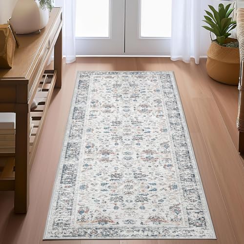 TOPICK Läufer 60x210cm Grau Teppich Waschbar Superdünne Vintage Blumen Perserteppich Kurzflor für Küche Schlafzimmer Wohnzimmer Floral Teppichläufer Antirutschunterlage Faltbar TOPICK Läufer 60x210cm Grau Teppich Waschbar Superdünne Vintage Blumen Perserteppich Kurzflor für Küche Schlafzimmer Wohnzimmer Floral Teppichläufer Antirutschunterlage Faltbar von TOPICK