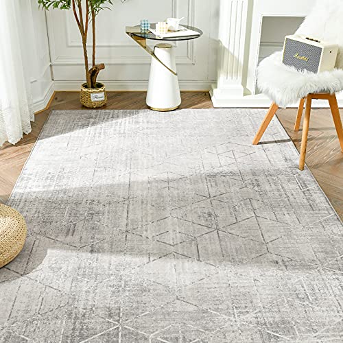 TOPICK Teppich Abstrakt Kurzflor Dünne Teppiche Bunt Verwischt Geometrisch Gitter DesignTeppichläufer Schlafzimmer Wohnzimmer Esszimmer Arbeitszimmer Büro Läufer Faltbar 90x150cm Grau von TOPICK