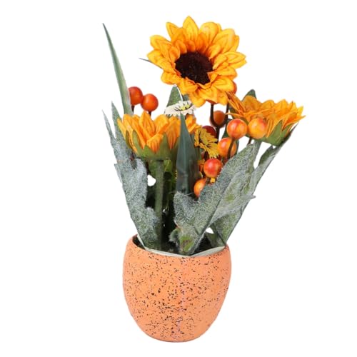 TOPPERFUN 1Stk künstliche Topfpflanze künstliche Sonnenblumen künstliche blüten künstlicher Blumentopf Topf für Pflanzen im Innenbereich Dekor Wohnkultur Sonnenblumenstrauß künstliche Blumen von TOPPERFUN