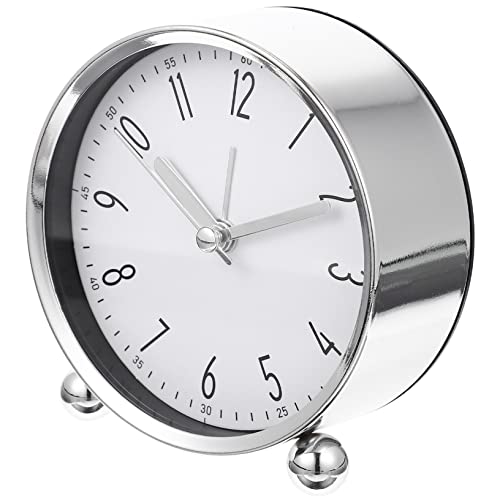 TOPPERFUN Runder Wecker Batteriebetriebene Uhr Runde, Nicht Tickende Uhr Wecker Am Bett Regaluhr Leise Tischuhr Wecker Für Schwere Schläfer Regaldekor Kleiner Wecker Beschwichtigen Glas Kind von TOPPERFUN