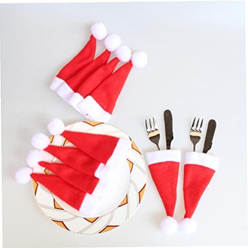 TOSSPER 10 Stücke Weihnachten Santa Besteck Halter Santa Hut Geschirr Halter Für Weihnachten Ankleide Tisch Xmas Dekorative Lieferungen von TOSSPER