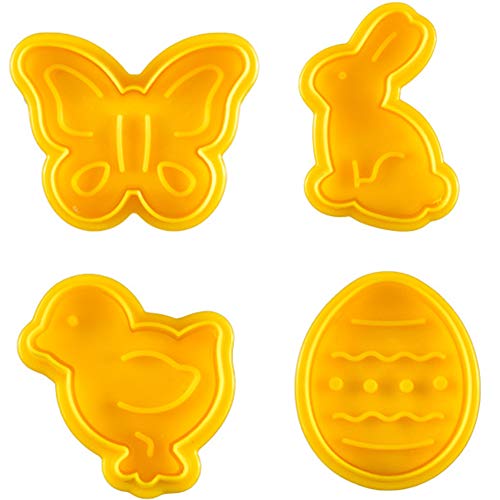 4pcs Tierform-ausstechformen Plunger, Ostern Kunststoff-biskuit-form-schokoladen-form-fondant-plätzchen-stamper von TOSSPER