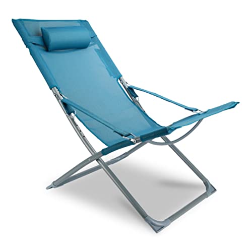 Klappstuhl Camping Zusammenklappbarer Sandy Beach Chair, Office Home Balkon Lounge Chair, Einfach Einzustellender Fauler Outdoor-Sitzhocker Für Den Garten Am Pool Klappstuhl Outdoor(Color:Blue) von TOTIKI