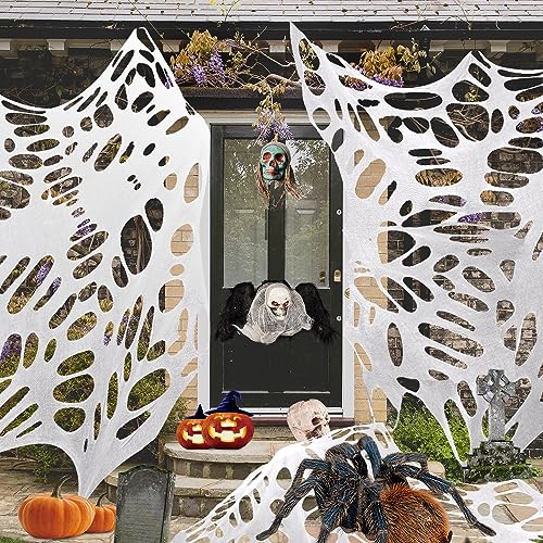 TOYMIS Halloween Spinnennetz, Riesige Spinnennetze Dehnbares Spinnennetz Selbstgeschnittenes Flexibles Spinnennetz Dehnbares Rindfleischnetz für Halloween Party Spukhaus von TOYMIS
