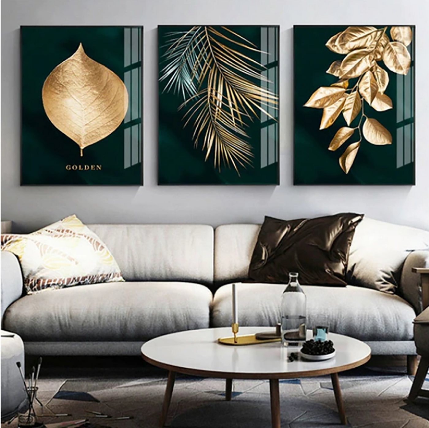 TPFLiving Kunstdruck OHNE RAHMEN, Set (Abstrakte Gold Luxus Poster Leinwand - Wandbild / Bild ohne Rahmen), Verschiedene Motive und Größen zur Auswahl - Wanddeko Wohnzimmer von TPFLiving