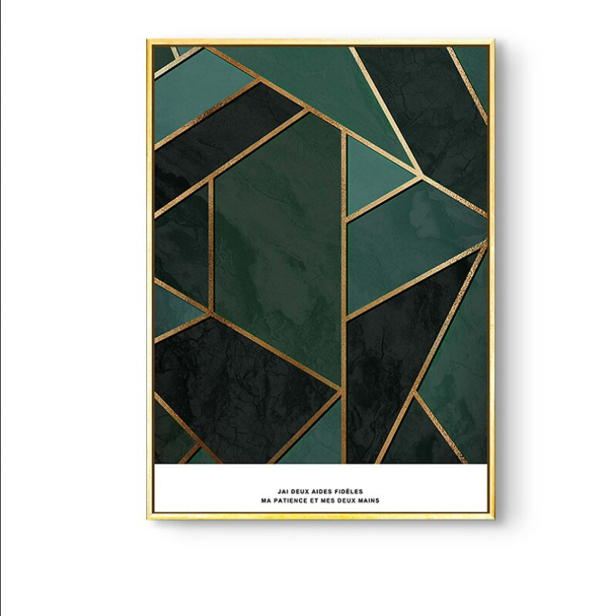 TPFLiving Leinwandbild Kunstdruck - Nordic Art Abstrakte Formen in grün, gold, scharz und weiß - OHNE Rahmen - Bilder Wohnzimmer- Modell B - 30x40cm von TPFLiving