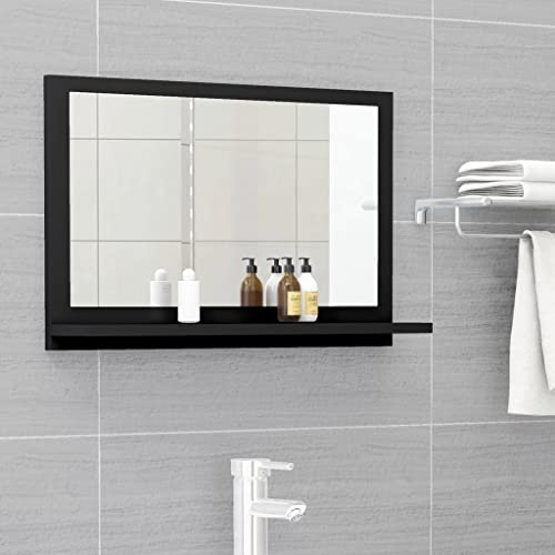 TREISL Badezimmerspiegel Haus Schwarz 60 x 10,5 x 37 cm aus Spanplatte Wandspiegel mit kleiner Ablage Spiegel für Schlafzimmer für Seifen, Shampoo und Zahnpasta TREISL Badezimmerspiegel Haus Schwarz 60 x 10,5 x 37 cm aus Spanplatte Wandspiegel mit kleiner Ablage Spiegel für Schlafzimmer für Seifen, Shampoo und Zahnpasta von TREISL