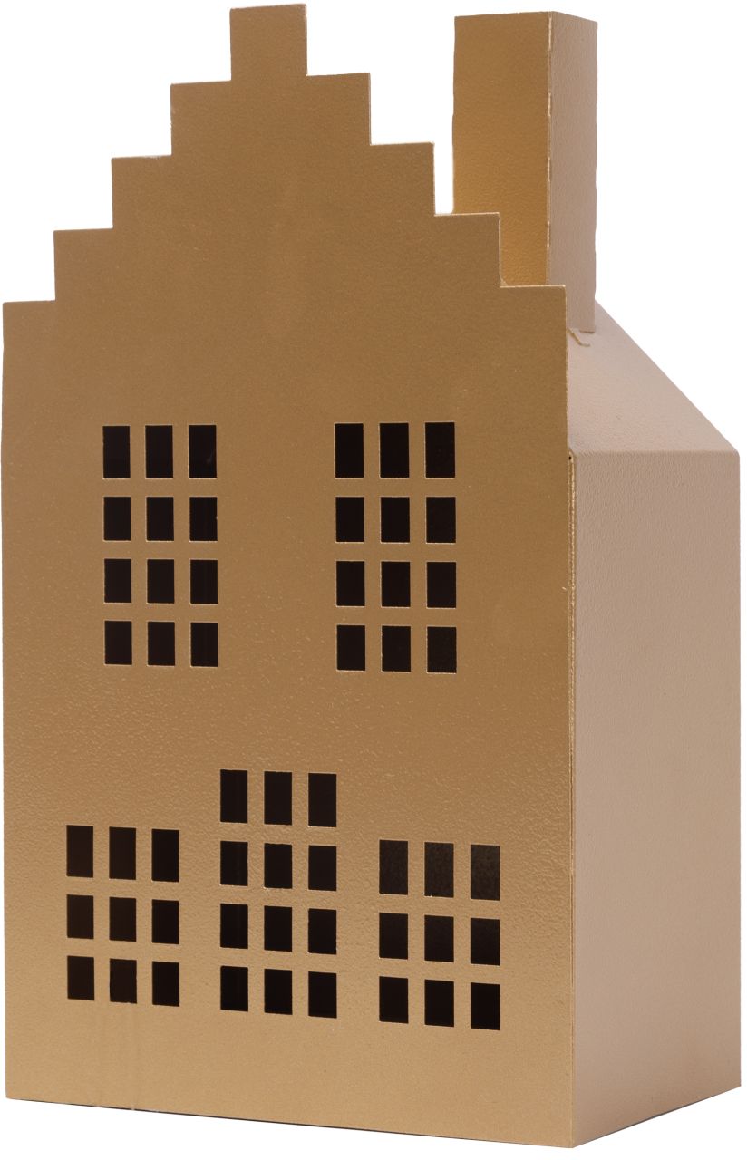 TrendLine Windlicht Metall Haus 26 x 15 cm gold von TRENDLINE