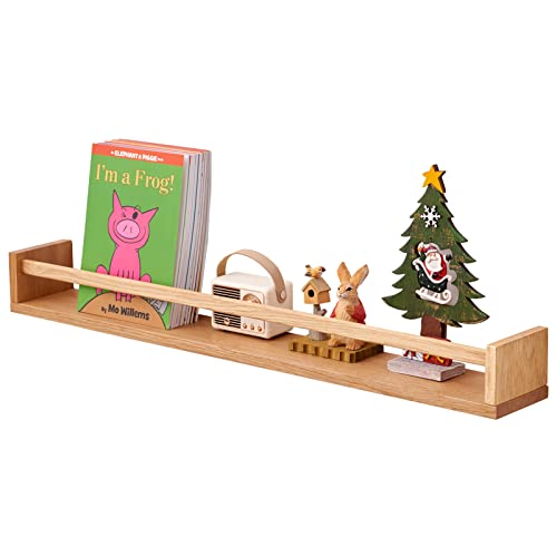 TREOAKWIS Wandregale Kinderzimmer, 80 cm Eiche Schweberegal Wandregal Schwimmende MassivHolz Bücherregal für Zeitschrift Kinderzimmer Wohnzimmer Bad Schlafzimmer Dekor Küche Gewürzregal von TREOAKWIS