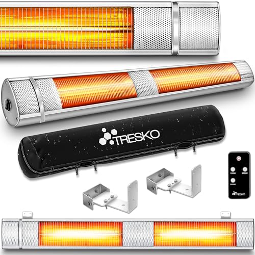 TRESKO Infrarot Heizstrahler 3000W mit Fernbedienung | Wärmestrahler Terrasse elektrisch mit 3 Heizstufen | Terrassenstrahler Innen & Außen | Wand- Infrarotstrahler Wickeltischstrahler von TRESKO