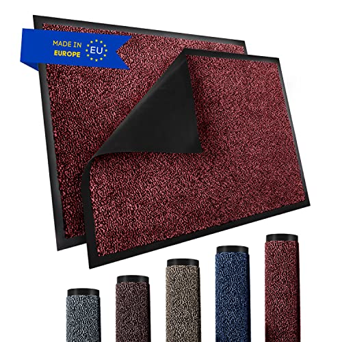 TRIBURG® Fußmatte 60x90 Rot Schwarz - Schmutzfangmatte 60 x 90 wetterfest, wasserfest, waschbar - Fußmatte außen/innen -rutschfeste Fussmatte Aussenbereich und Innenbereich von TRIBURG