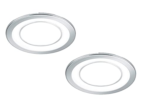 LED Decken Einbauleuchte 2er Set Einbaustrahler in Silber Chromfarbig, Ø 14,8cm, 10 Watt von TRIO Beleuchtung