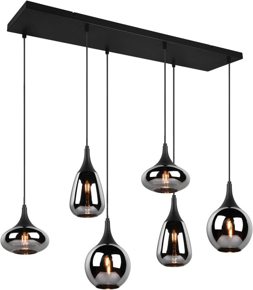 TRIO Leuchten Pendelleuchte Lumina, ohne Leuchtmittel, warmweiß - kaltweiß, Hängelampe 6-flammig Glasschirm, exkl 3xE14 max 40W höhenverstellbar von TRIO Leuchten