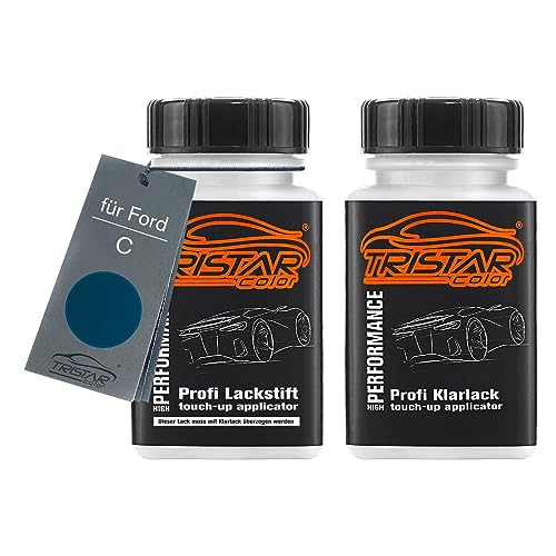 TRISTARcolor Autolack Lackstift Set für Ford C Ocean Metallic Basislack Klarlack je 50ml von TRISTARcolor