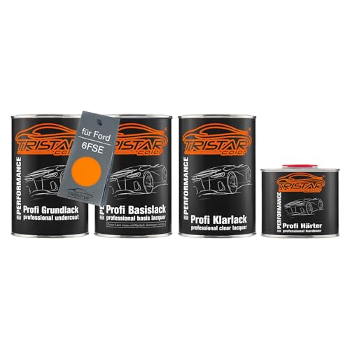 Autolack Set Dose spritzfertig für Ford 6FSE Electric Orange Perl/Orange Electric Perl Grundlack + Basislack + 2K Klarlack 3,5L von TRISTARcolor