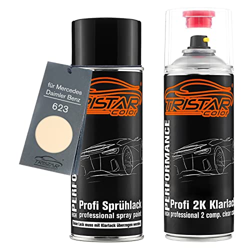 TRISTARcolor Autolack 2K Spraydosen Set für Mercedes/Daimler Benz 623 Hellelfenbein Basislack 2 Komponenten Klarlack Sprühdose TRISTARcolor Autolack 2K Spraydosen Set für Mercedes/Daimler Benz 623 Hellelfenbein Basislack 2 Komponenten Klarlack Sprühdose von TRISTARcolor