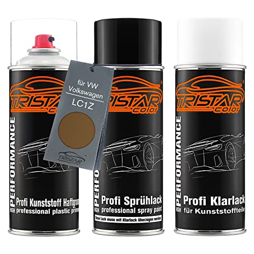 TRISTARcolor Autolack Spraydosen Set für Kunststoff Stoßstange für VW/Volkswagen LC1Z Pyramid Gold Metallic Haftgrund Basislack Klarlack mit Weichmacher Sprühdose TRISTARcolor Autolack Spraydosen Set für Kunststoff Stoßstange für VW/Volkswagen LC1Z Pyramid Gold Metallic Haftgrund Basislack Klarlack mit Weichmacher Sprühdose von TRISTARcolor
