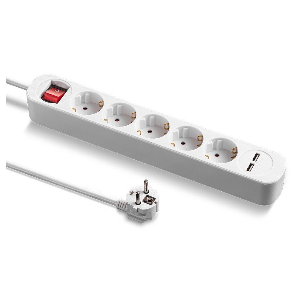 TROTEC PVH5 mit 2 USB-Ladebuchsen, Langes 1,5 m Kabel Steckdosenleiste (USB-Anschlüsse, Ein- / Ausschalter) von TROTEC