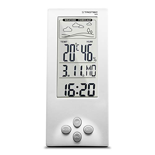 TROTEC Wetterstation BZ06 4-in-1-Kombigerät mit Innenraum-Klimawerten, Wettertrend, Zeit- und Datumsanzeige sowie Weckfunktion BZ von TROTEC