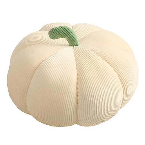 TROYSINC Kürbis Überwurfkissen, Kürbiskissen, Plüschkürbis Zierkissen Plüschtier Halloween Kürbis Dekokissen Party Heimdekoration (55cm,Beige) von TROYSINC