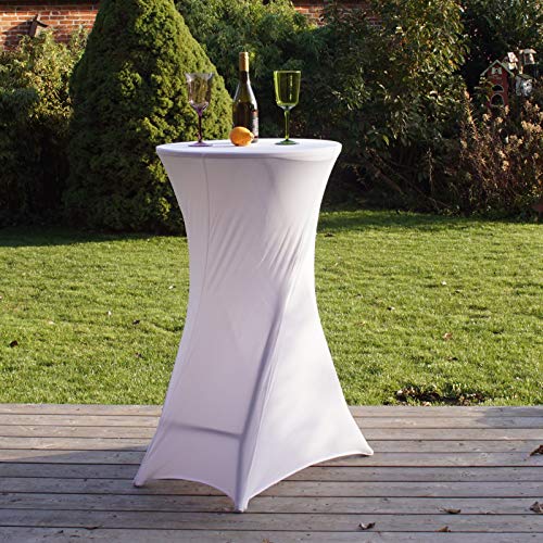 TRUTZHOLM Partytisch mit Husse Bistrotisch Stehtisch Klapptisch Biertisch weiß Ø 60cm / Höhe ca.110 cm klappbar Baumarktplus wetterfest von TRUTZHOLM