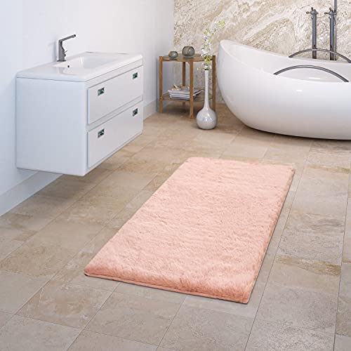 TT Home Badematte Badezimmerteppich Duschvorleger Weich Einfarbiges Muster, Farbe: Rose, Größe:60x100 cm von TT Home