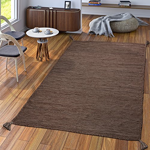 TT Home Handwebteppich Wohnzimmer Natur Webteppich Kelim Modern Baumwolle In Braun, Größe:120x170 cm von TT Home