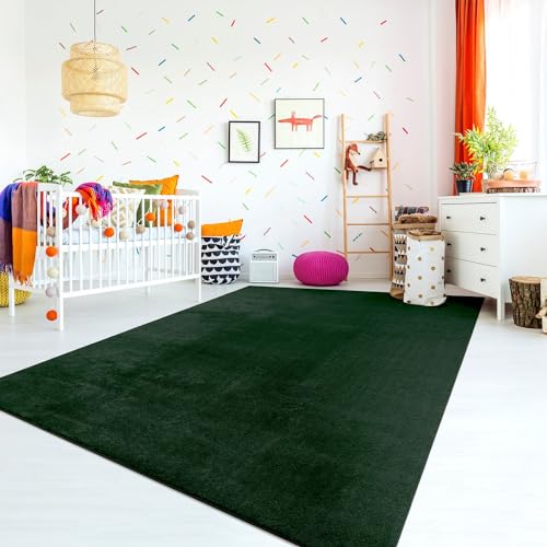 TT Home Teppich Kinderzimmer Waschbar rutschfest Kinderteppich Junge Mädchen Weich Pastell, Farbe: Grün, Größe:100x200 cm von TT Home