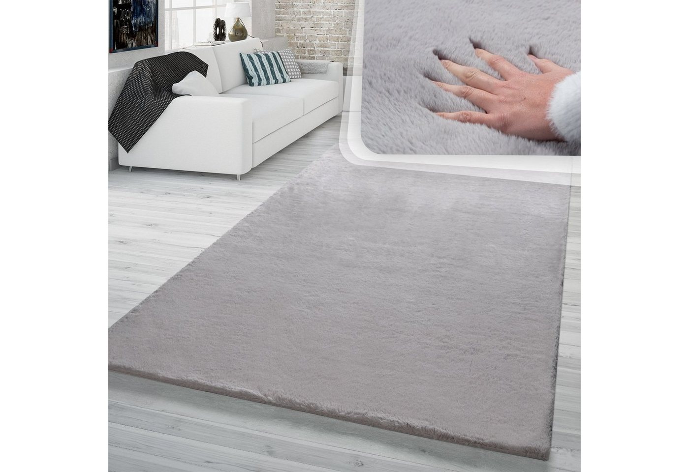 Fellteppich Hochflor Teppich Wohnzimmer Kunstfell Super Soft, TT Home, Läufer, Höhe: 26 mm von TT Home