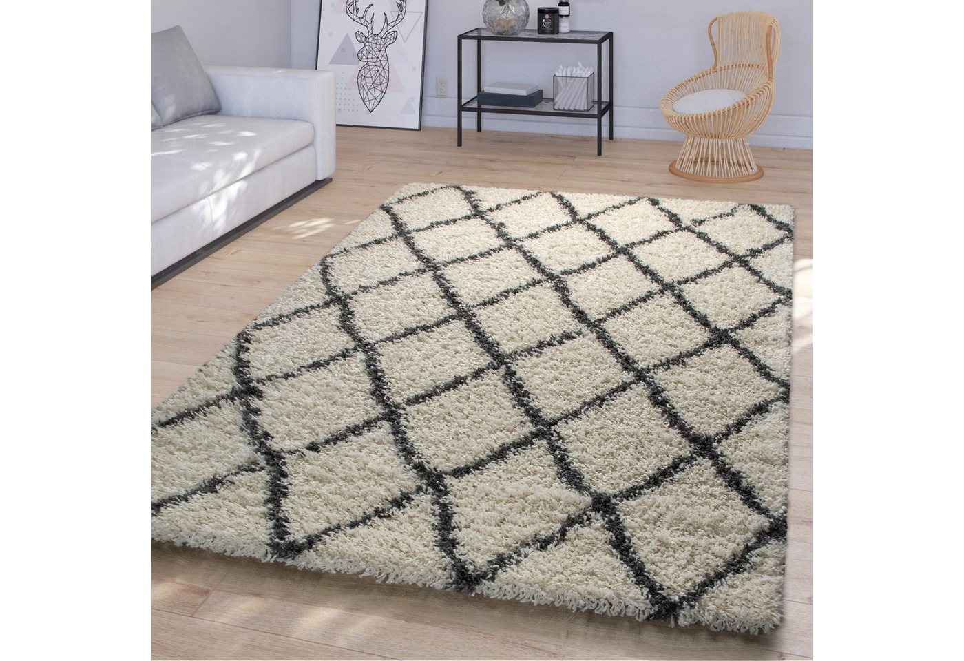 Hochflor-Teppich Teppich Hochflor Wohnzimmer Shaggy Modernes Skandinavisch, TT Home, Läufer, Höhe: 44 mm von TT Home