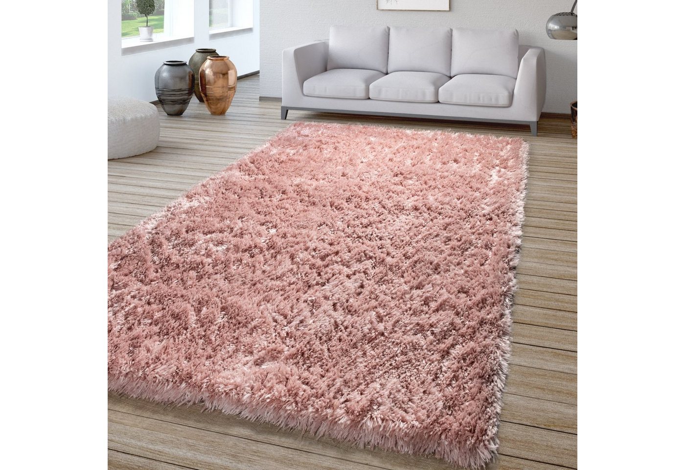 Hochflor-Teppich Wohnzimmer Hochflor Teppich Shaggy Soft, TT Home, Läufer, Höhe: 64 mm von TT Home