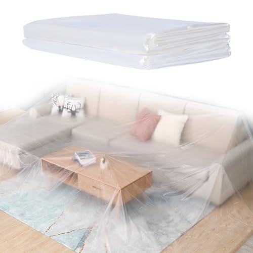 TUAKIMCE 2PC Möbelhülle Sofabezug Abdeckung, 2x3m Transparente Kunststoff 𝙎𝙤𝙛𝙖 𝙎𝙩𝙖𝙪𝙗𝙨𝙘𝙝𝙪𝙩𝙯𝙖𝙗𝙙𝙚𝙘𝙠𝙪𝙣𝙜𝙚𝙣 Wasserdicht Sofa Cover Sofa Protector für Bett Sofa Sessel Möbel von TUAKIMCE