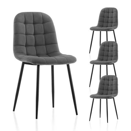 TUKAILAI Esszimmerstühle 4er-Set, Gepolstert Küchenstuhl Samt, Ergonomischer Polsterstuhl mit Hoher Rückenlehne Metallbeine bis 150kg, Moderne Stühle für Esszimmer Küche Schlafzimmer, Grau TUKAILAI Esszimmerstühle 4er-Set, Gepolstert Küchenstuhl Samt, Ergonomischer Polsterstuhl mit Hoher Rückenlehne Metallbeine bis 150kg, Moderne Stühle für Esszimmer Küche Schlafzimmer, Grau von TUKAILAI