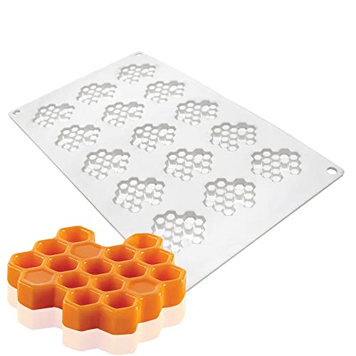 Silikonform mit 15 Mulden für Schokolade, Waben, Bienen, Silikon-Fondantform, Bienenstock-Silikonform für Küche, Kuchen, Cupcakes von TUKE