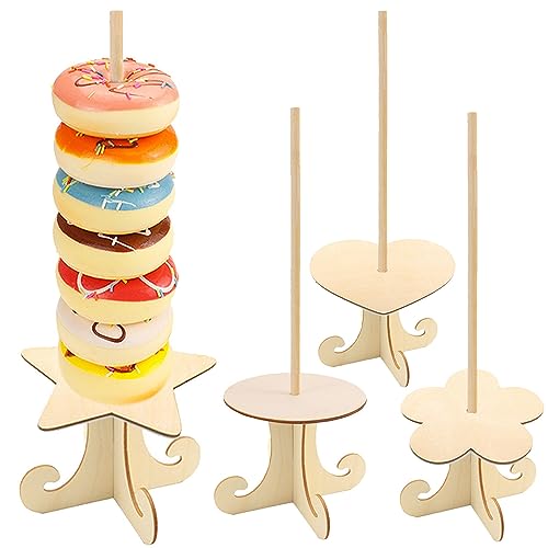 TULEBOLIAN 4Stück Holz Donut Stand,Bagels Ständer,Donut Display Stand,für Hochzeit,Geburtstage Partys,Babyparty von TULEBOLIAN