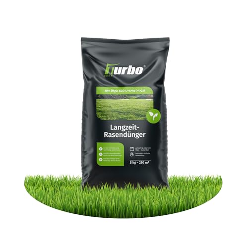 Turbogrün Rasendünger Frühjahr 5kg, gesunder Rasen verdrängt Moos, Ideal für Frühjahr und Sommer, geeignet für Streuwagen, staubarmes Granulat, Rasen dünger von TURBOGRUEN
