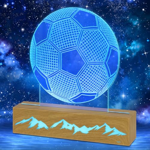 TUZELIYA Fußball lampe，3D-Nachtlicht für Kinder, optische Täuschungslampe, 16 Farben + 6 Modi, Fußball Geschenke für Jungen, perfekte Geschenke für Fußballfans von TUZELIYA