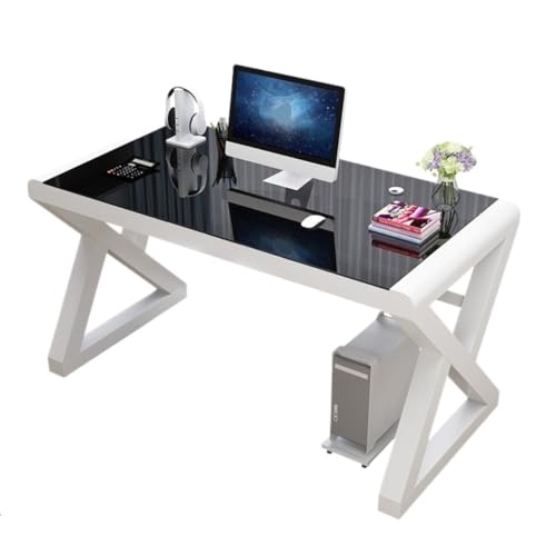 Multifunktionstisch Computertisch, Desktop, Zuhause, einfacher Schreibtisch, gehärtetes, Lernen, Lesen, Esstisch, Spiel, E-Sport-Tisch Bed Side Table (Color : White, Size : A) von TWRWX