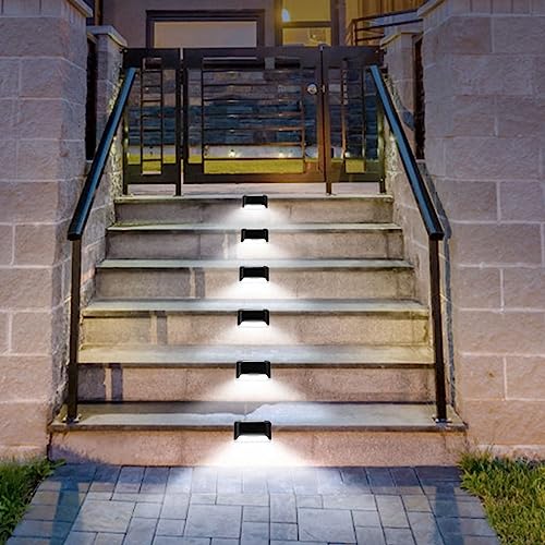 Solar-Stufenleuchten, 12 Stück Solar Deck Lichter, Wasserdicht LED Zaunlichter,Solar-Terrassenlichter für Hof, Terrasse, Treppe, Stufen Zäune (Weiß) von TWSOUL