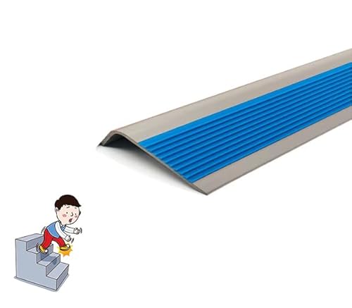 Treppenkantenprofil Selbstklebend 50x25mm, 100cm PVC Treppenkantenprofil, Selbstklebend Winkelprofil Anti-Rutsch Treppenkante (Blue) von TWSOUL