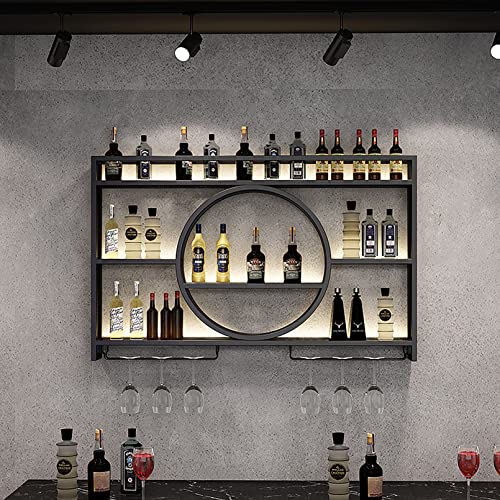 TZUFA Modernes Wand-Weinregal aus Metall, Glasregal, Eisenständer, Weinhalter mit schwebenden Regalen, Wand-Weinregale für Zuhause, Restaurant, Bars von TZUFA